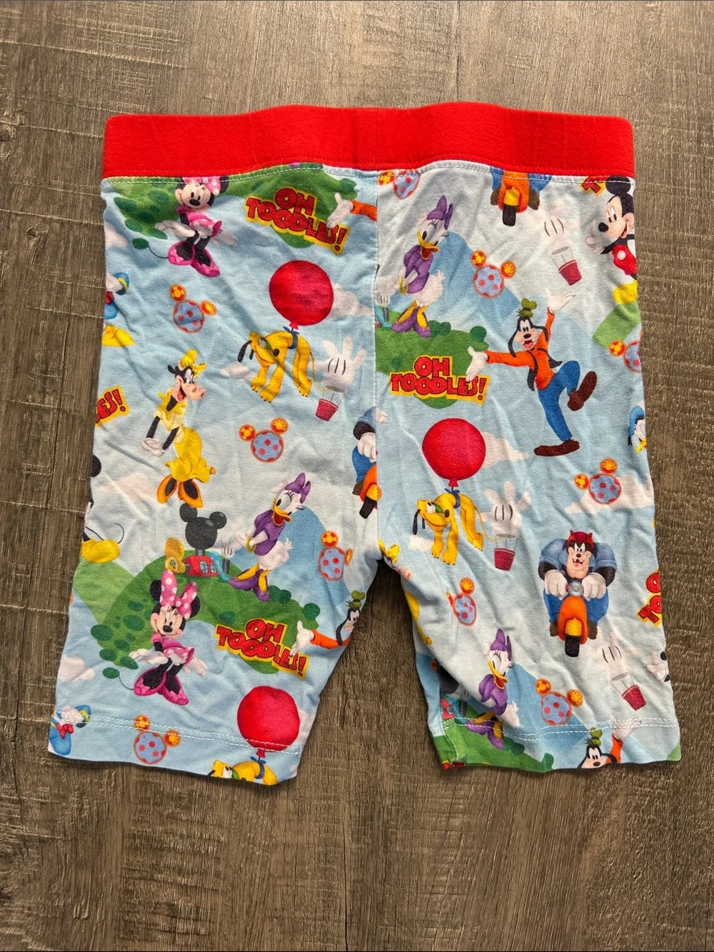 Light Blue Disney Character Kids Short Bamboo Pajama Set with Red Trim